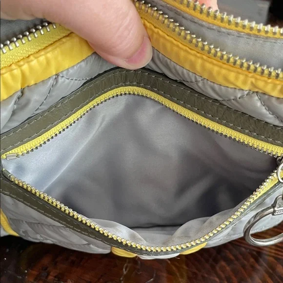 Coach Quilted Gray and Yellow Shoulder Bag - Picture 3 of 5